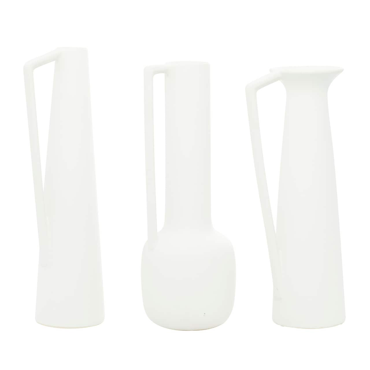 CosmoLiving by Cosmopolitan Set of 3 White Ceramic Modern Vase, 17", 16", 16"